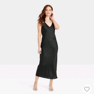NWT New Target A New Day Maxi satin slip dress womens size large black